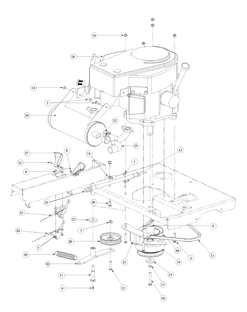 Kawasaki Engine Assembly Diagram and Parts List for M60-KW 53AB5DBX150-23-HP Cub Cadet Lawn Tractor